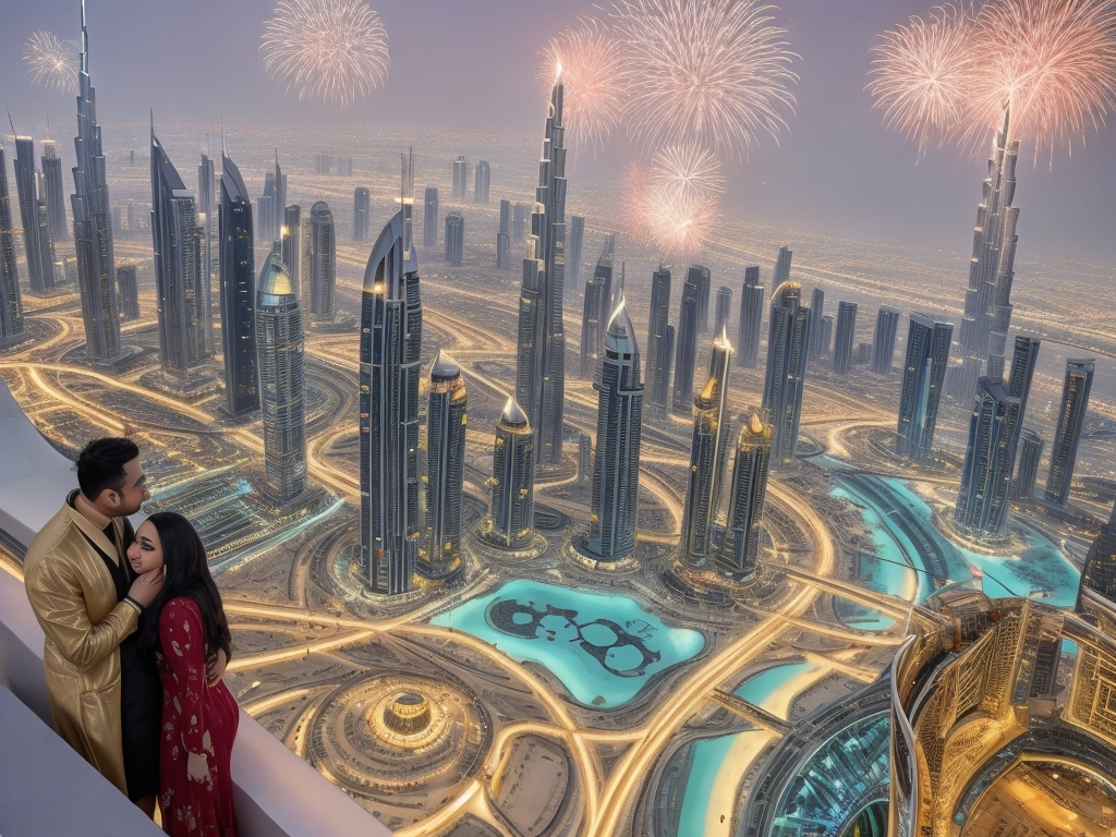 A Spectacular Start to 2024: Couple Enjoys Dubai's New Year Extravaganza